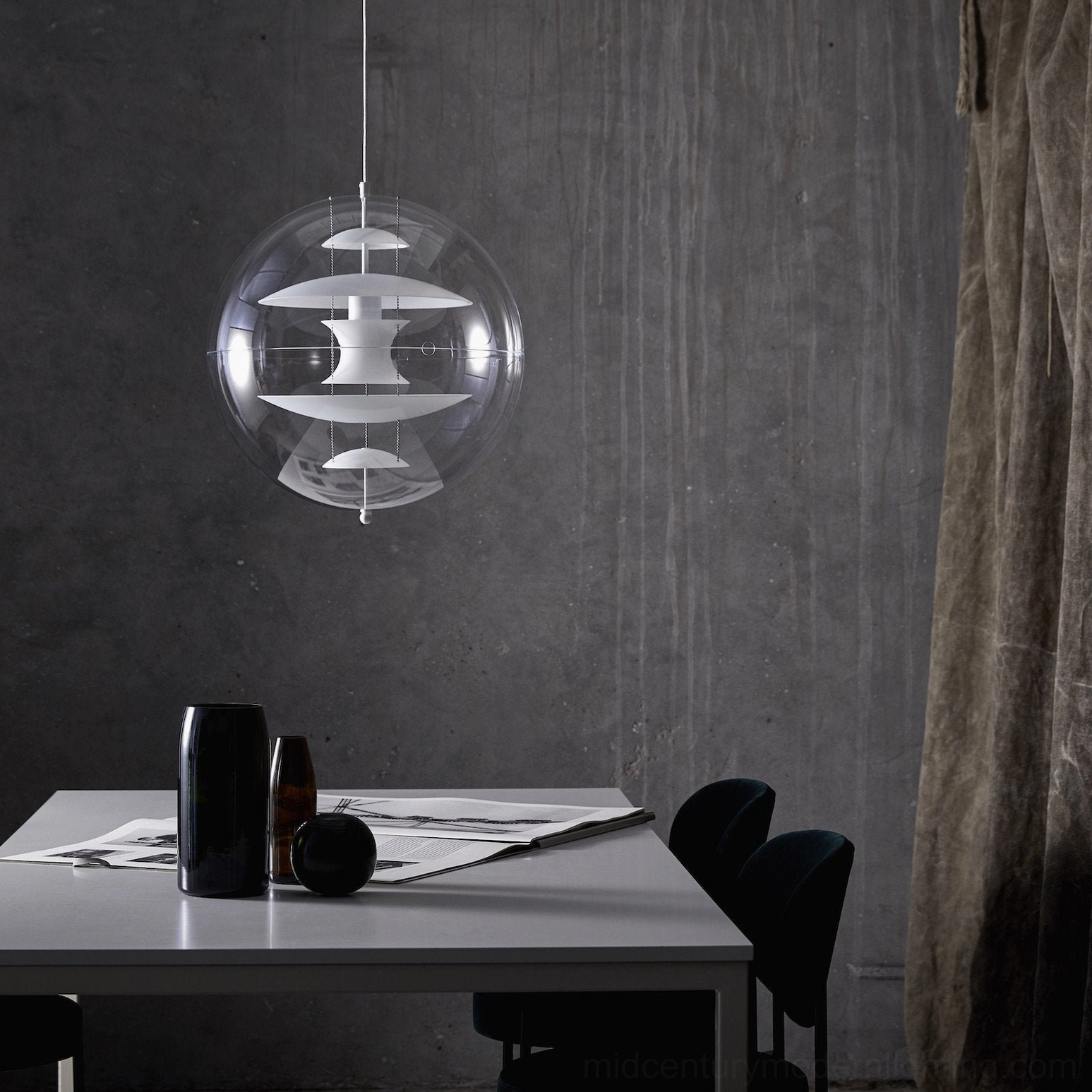 Modern globe suspension lamp showing clean lines and minimalist aesthetic design