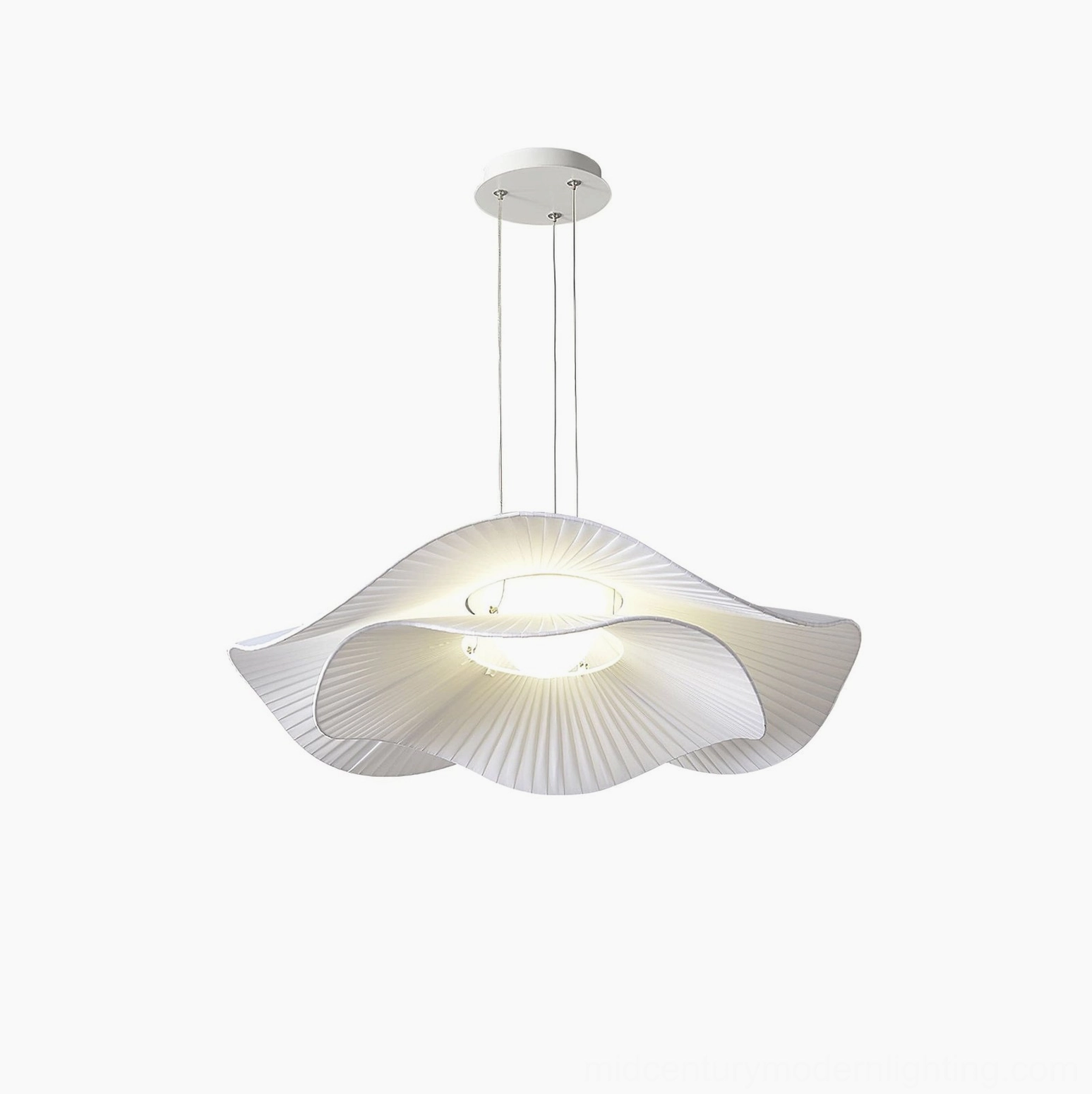 Modern pleated cloud pendant lamp full product view warm light diffusion capability