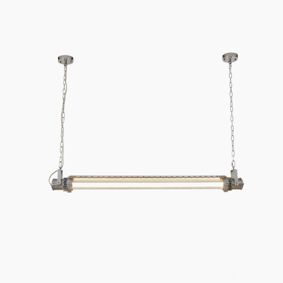 Modern silver tube LED chandelier compact size 120cm single tube configuration warm and cool light