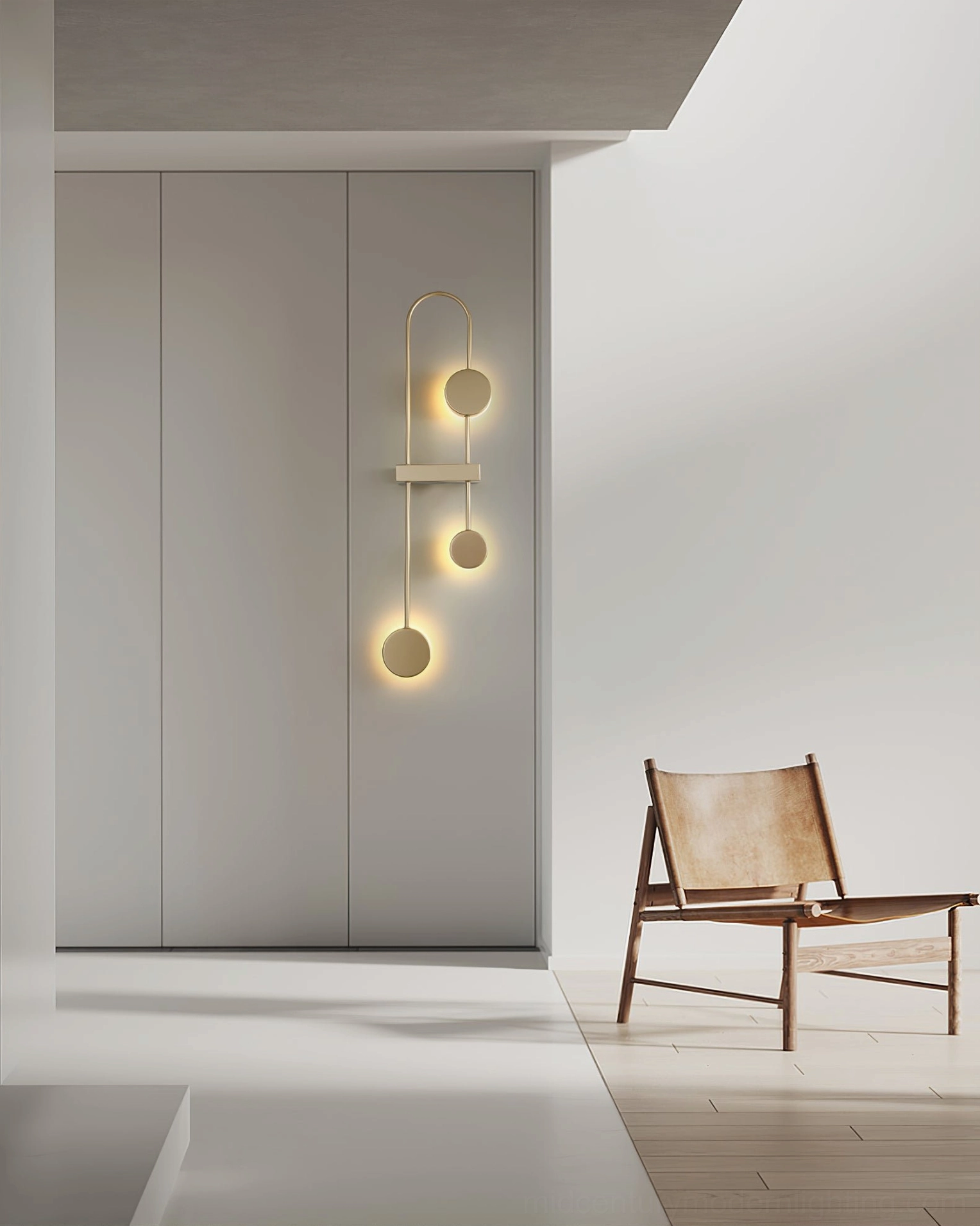 Modern wall-mounted sconce with spherical glass globes and minimalist metal frame construction