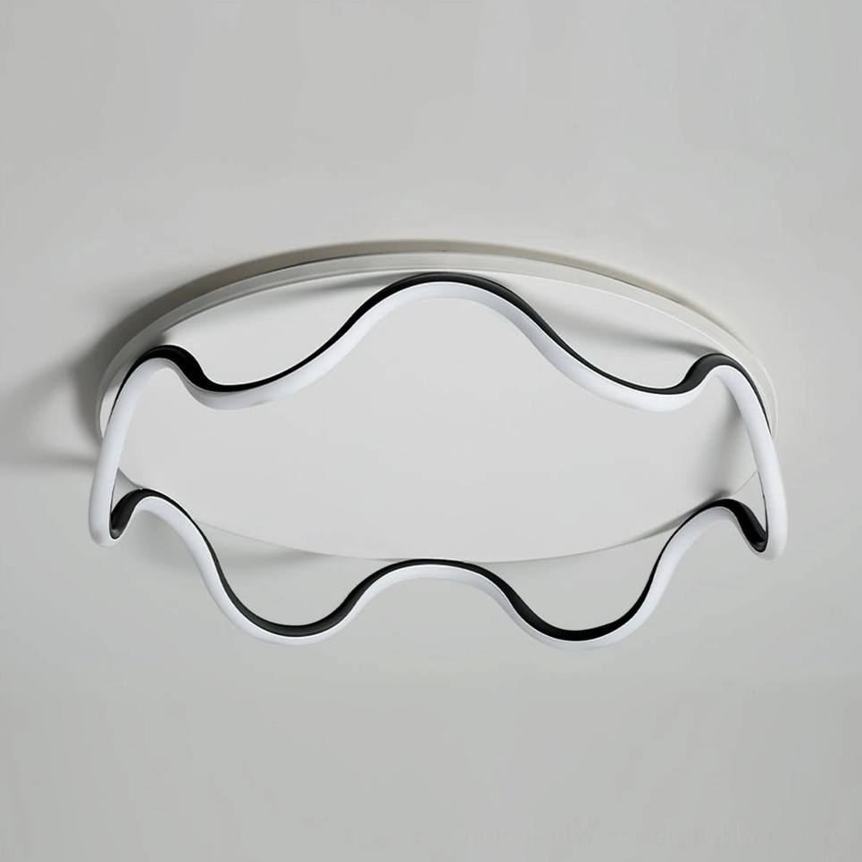 Modern wavy ceiling lamp demonstrating clean minimalist aesthetic and energy-efficient LED technology