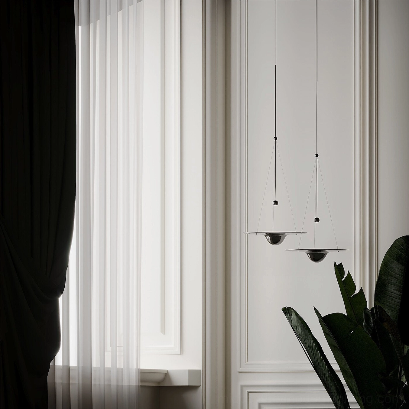 Momento pendant light installation in gallery space with contemporary interior design aesthetic