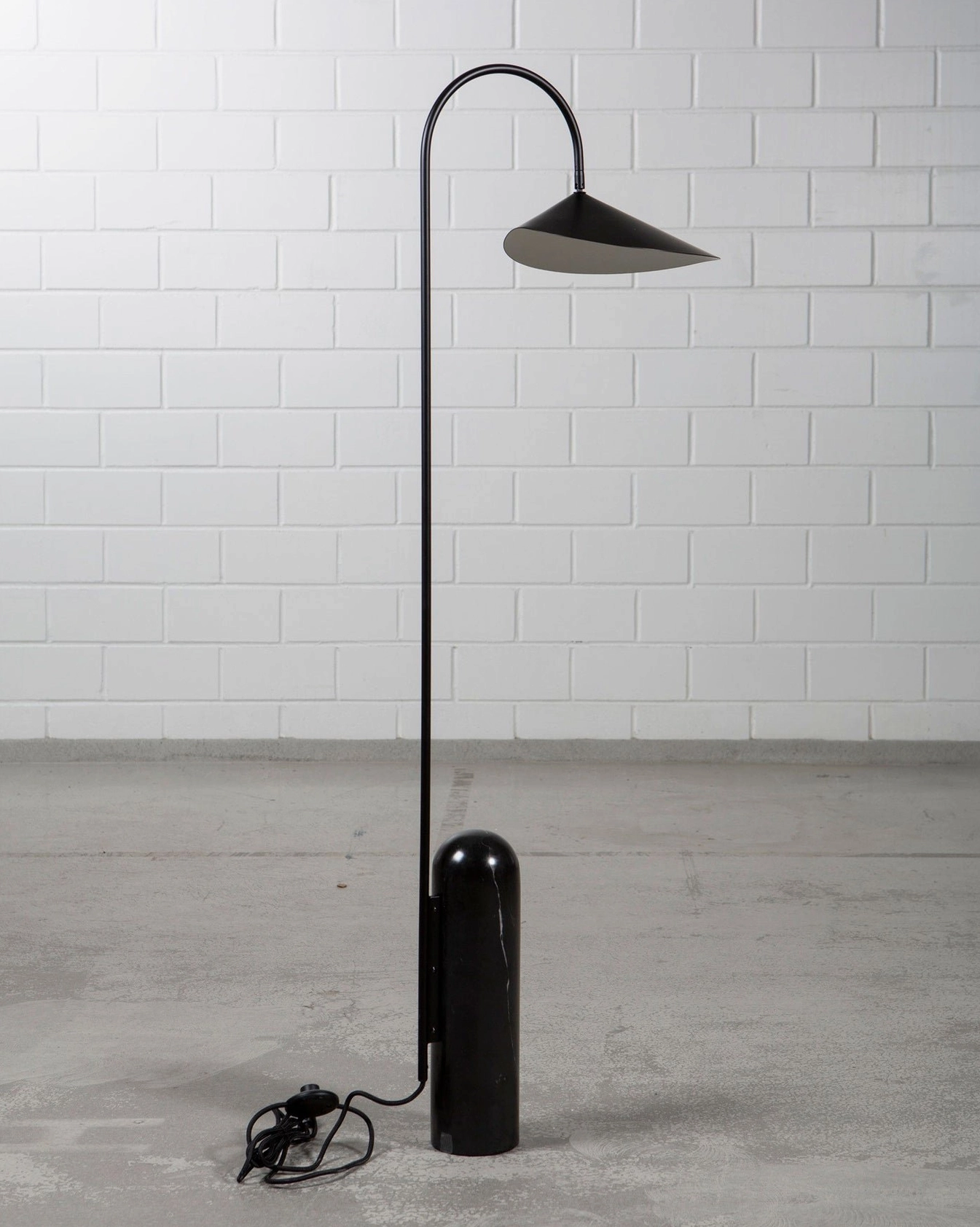 Mono floor lamp shade detail showing matte conical design and light diffusion