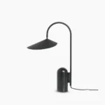 Mono Marble Table Lamp with black matte stem and cavestone base, frontal view against white background