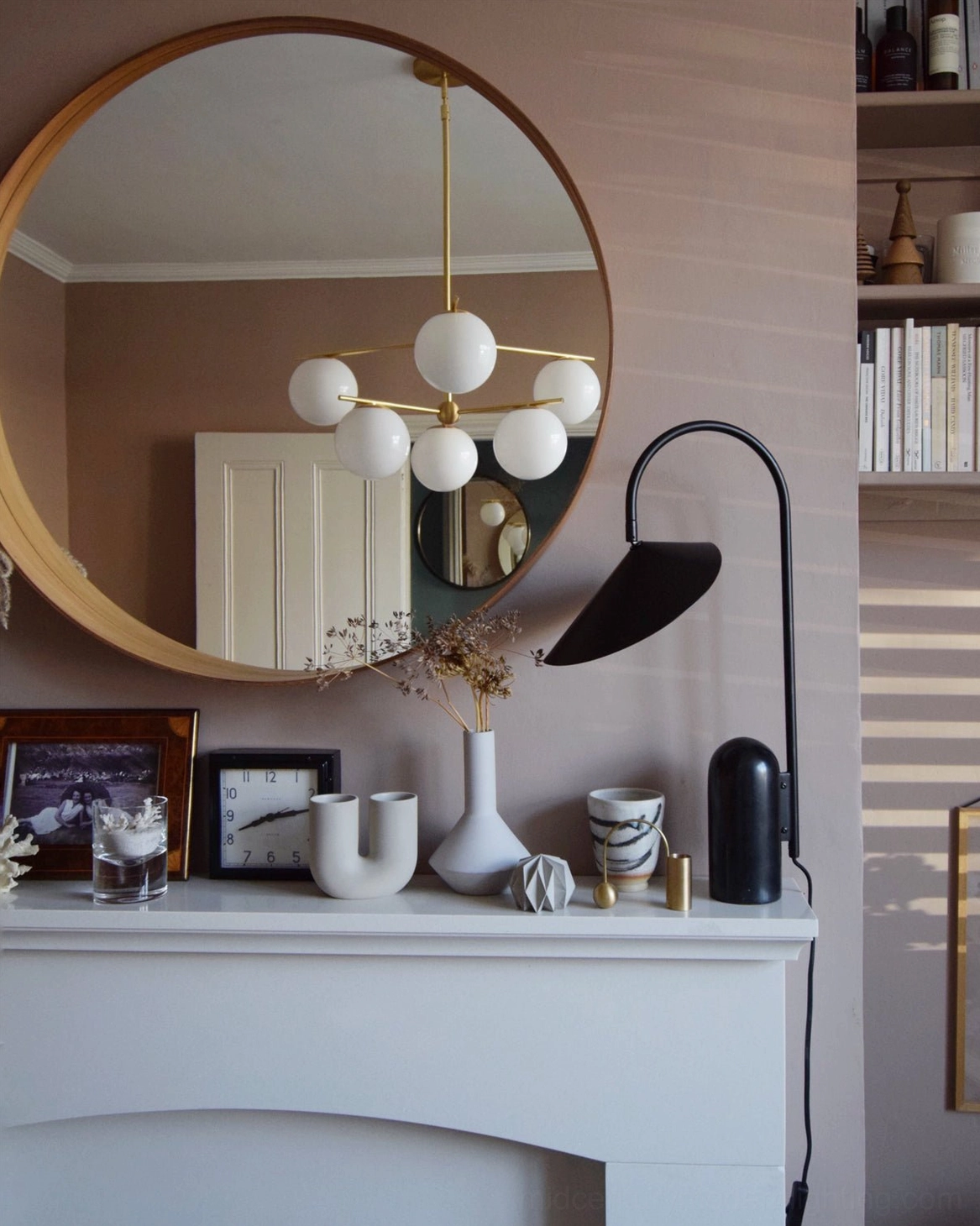 Mono table lamp black finish showing three-component assembly base stem and shade