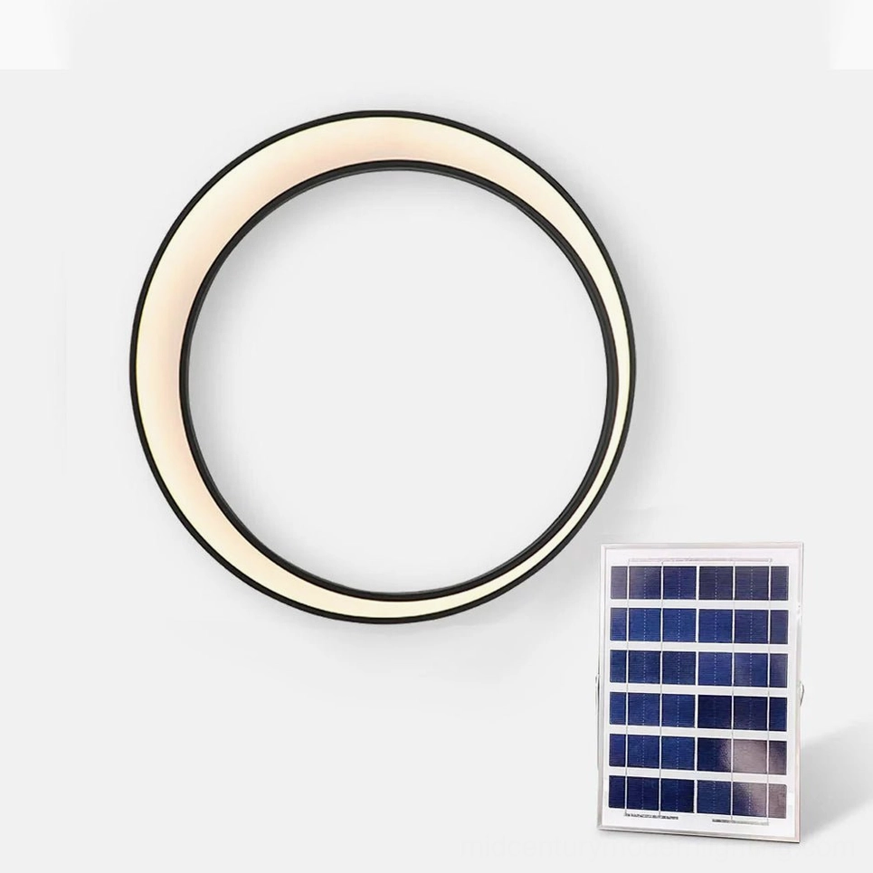 23.6 inch compact moon ring outdoor wall lamp solar powered warm white
