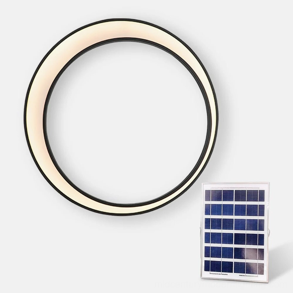47.2 inch moon ring outdoor wall lamp solar powered warm light