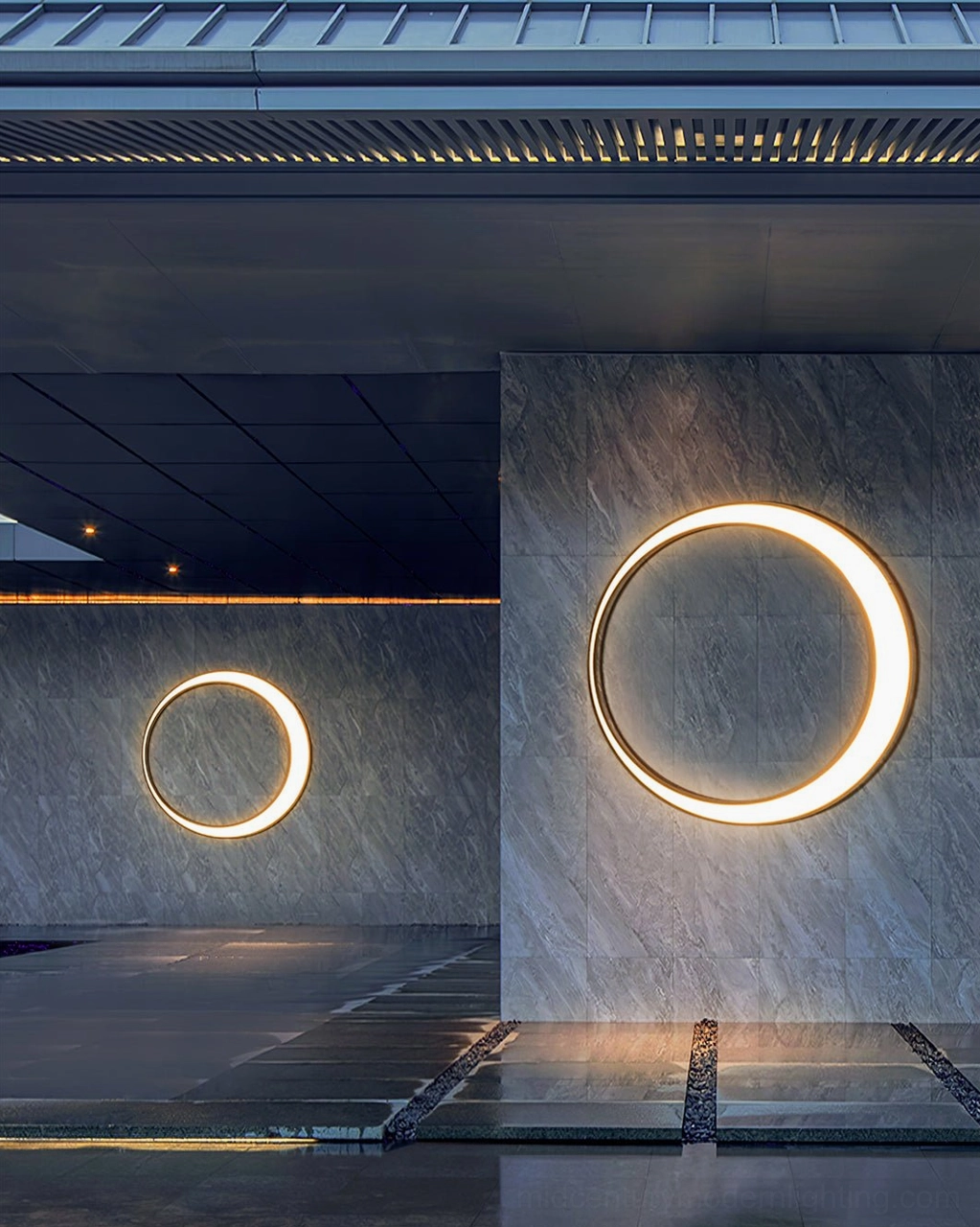 Contemporary moon ring wall lamp minimalist frame geometric design