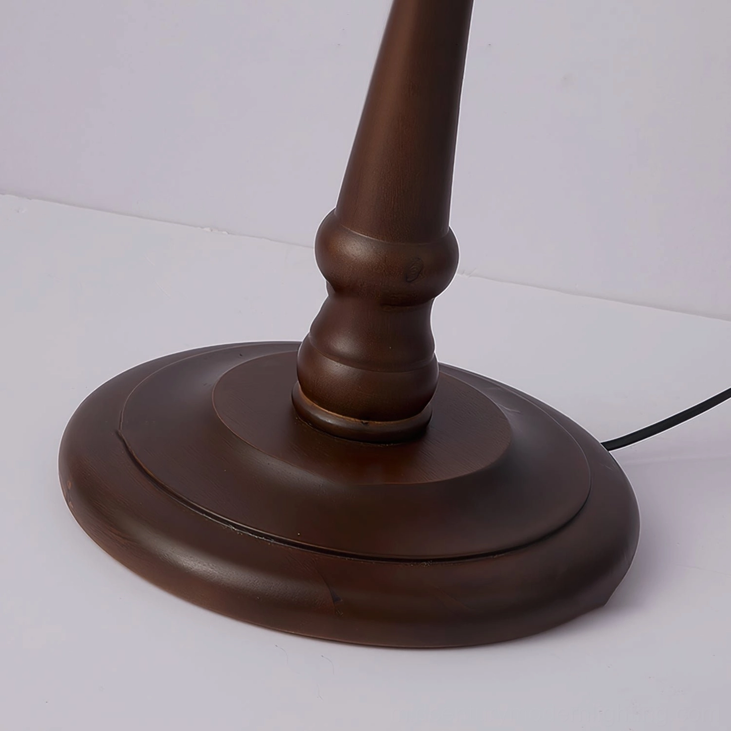 Moonshine Mid-Century Modern Floor Lamp with Dark Green shade and Walnut pole detail