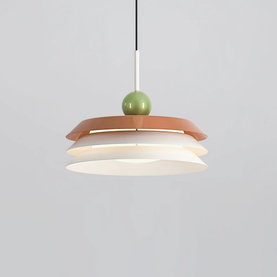Red and white Morandi pendant lamp with warm color temperature for dining room ambiance