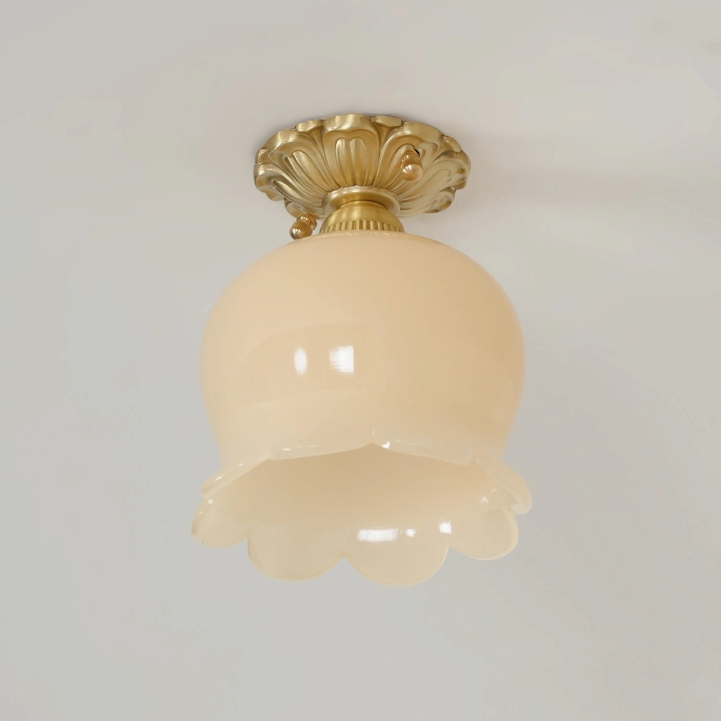 Multiple Morup tulip ceiling lamps creating layered lighting in contemporary interior space