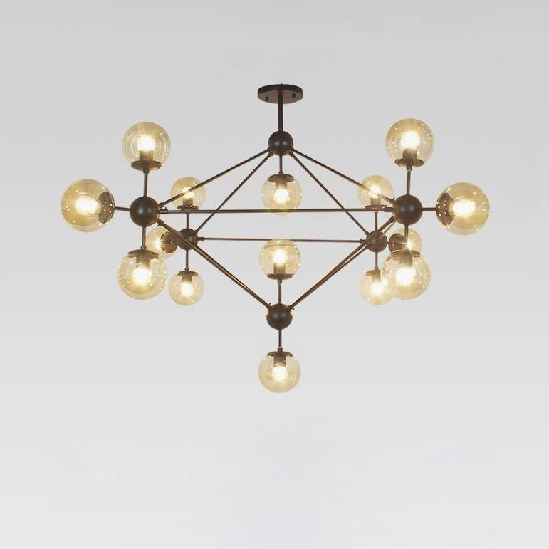 Moto sputnik 15-head chandelier in contemporary home lighting installation