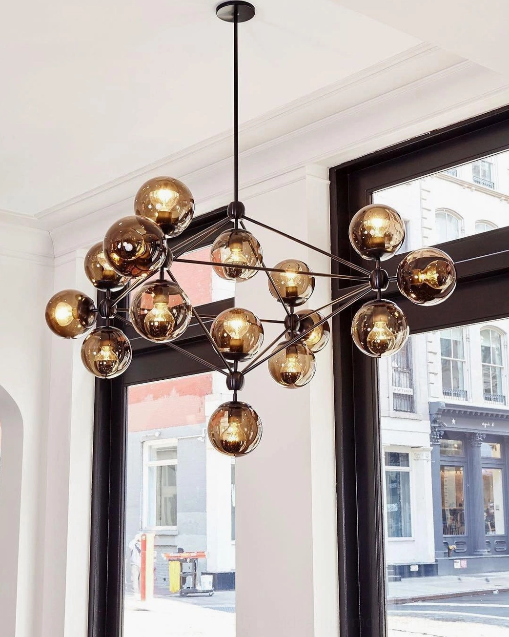 Moto sputnik 21-head statement chandelier in spacious modern interior gallery
