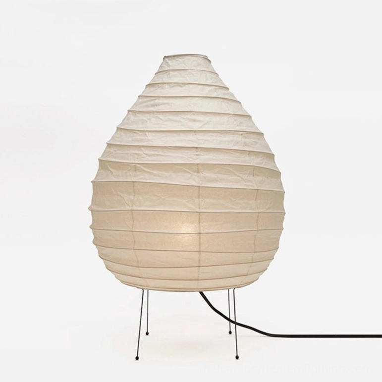 Complete mulberry paper washi table lamp with 150cm cord, plug options US UK EU AU, product view