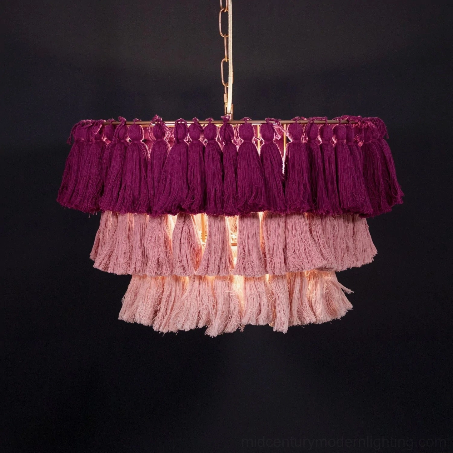 Multicolor compact bohemian tassel chandelier ideal for bedroom and kitchen island pendant lighting