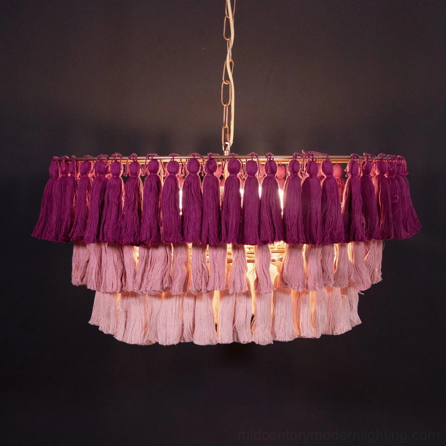 Multicolor dramatic bohemian tassel pendant light in large 65cm diameter size for statement installations