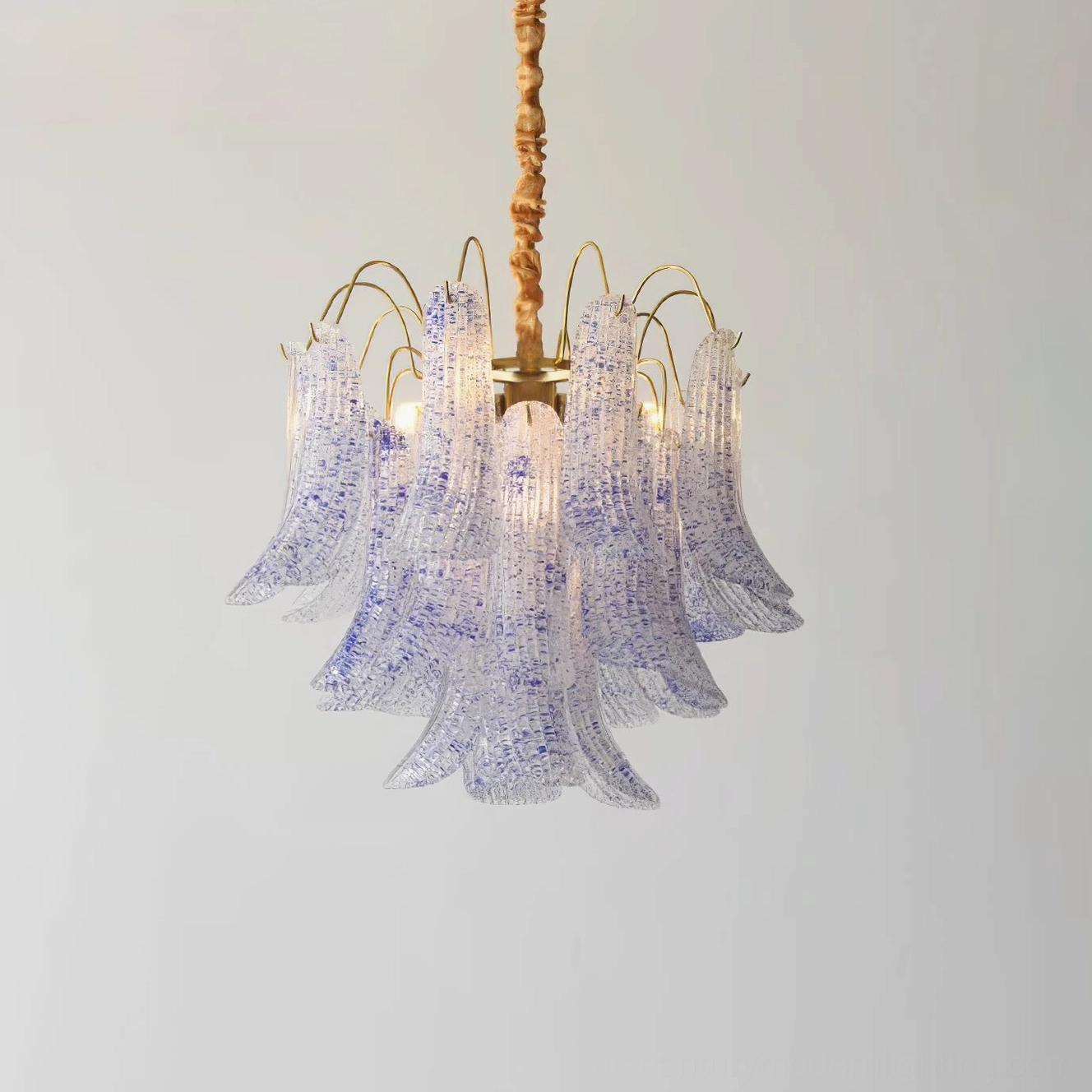 Blue speckled Murano glass chandelier 50cm standard size for living rooms and bedrooms