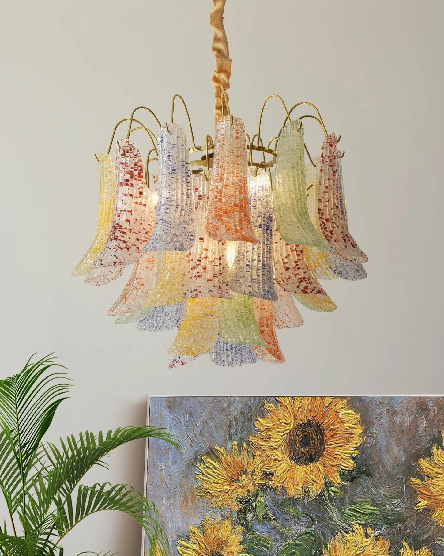 Blue tone Murano glass pendant chandelier from pale sky to rich sapphire creating sophisticated lighting