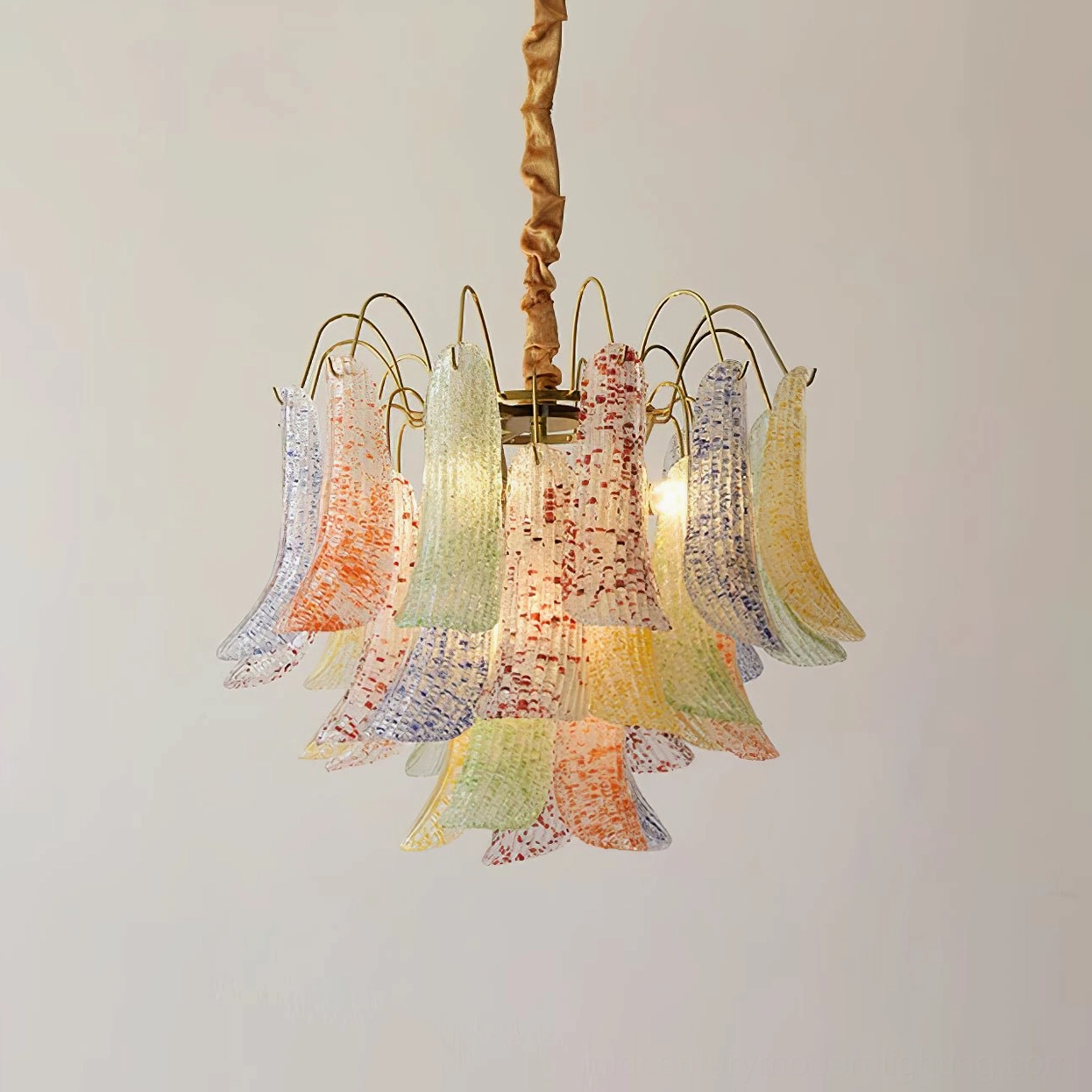 Colorful multicolor Murano glass chandelier 50cm standard size with vibrant rainbow speckling