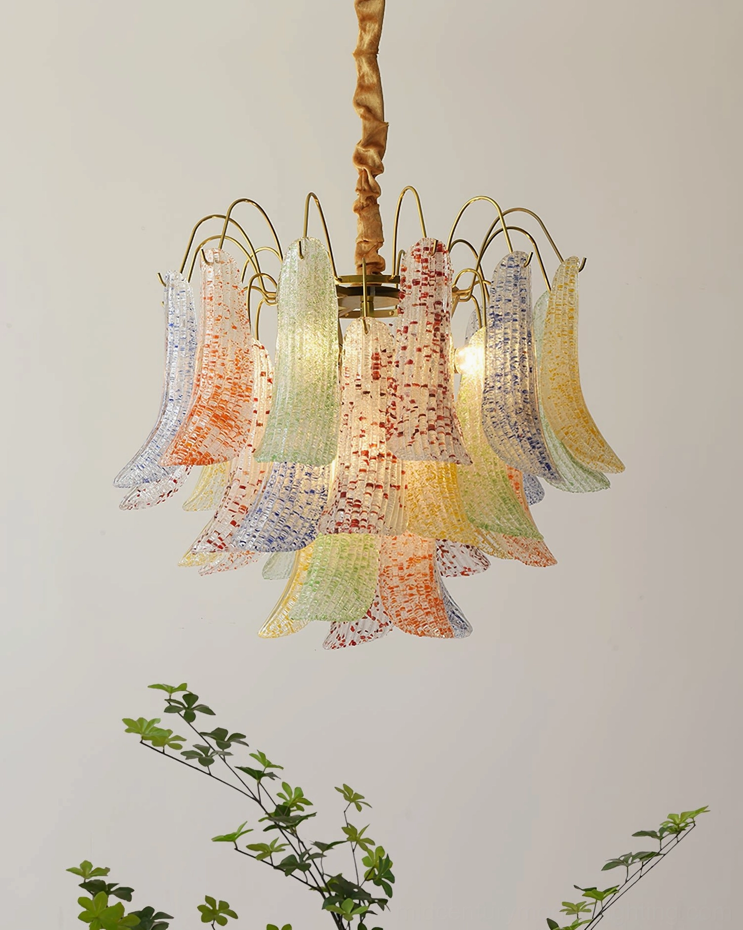 Standard 50cm Murano glass chandelier with 22 glass petals ideal for living rooms and dining areas