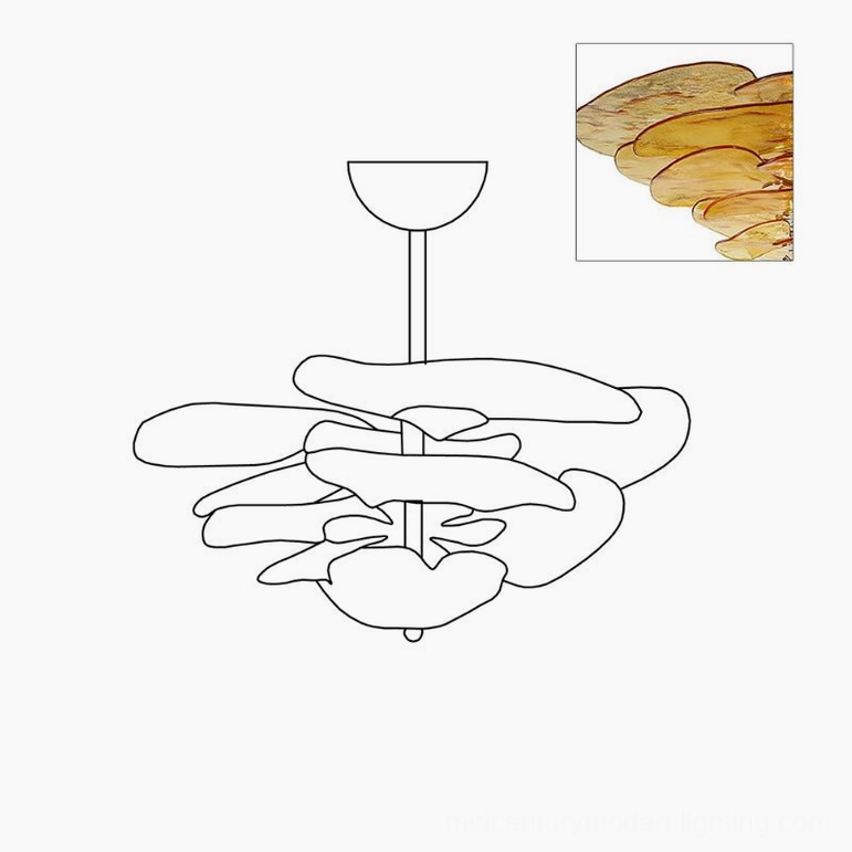 Murano-style lotus chandelier detail view of hand-blown glass petal texture and craftsmanship