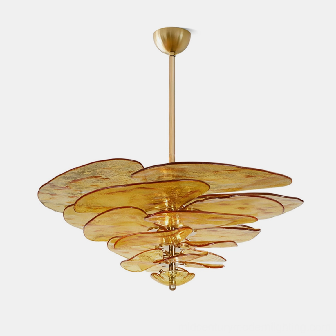 Murano lotus leaf glass chandelier detail showing individual petal craftsmanship and assembly