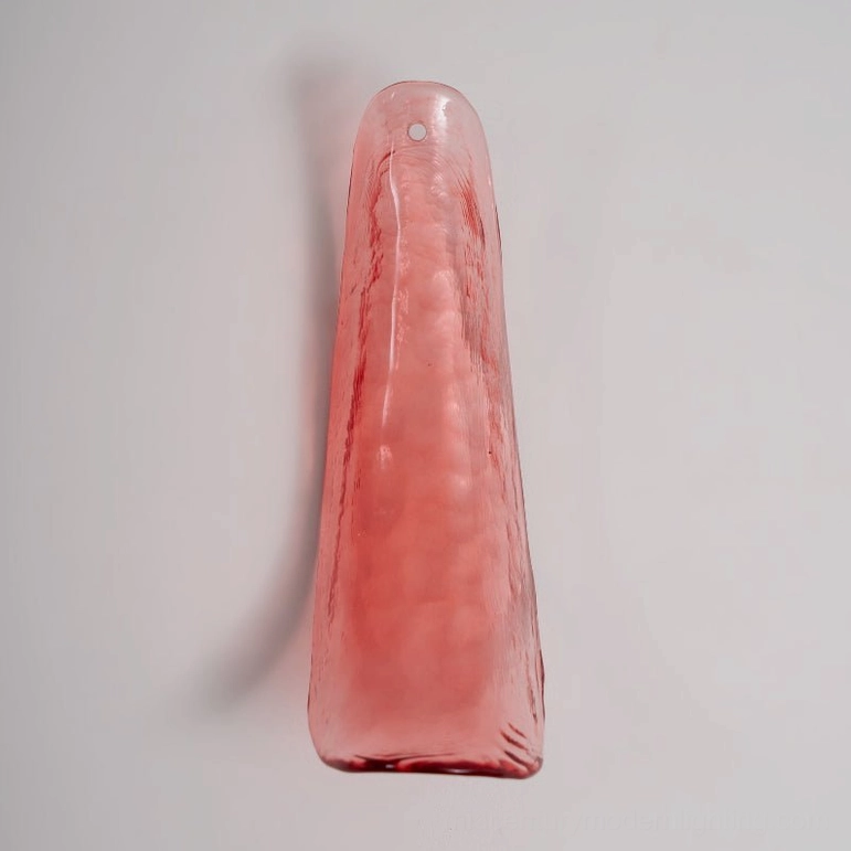 Murano Petal glass ceiling chandelier in Light Red hand-blown glass, elegant contemporary petal light fixture