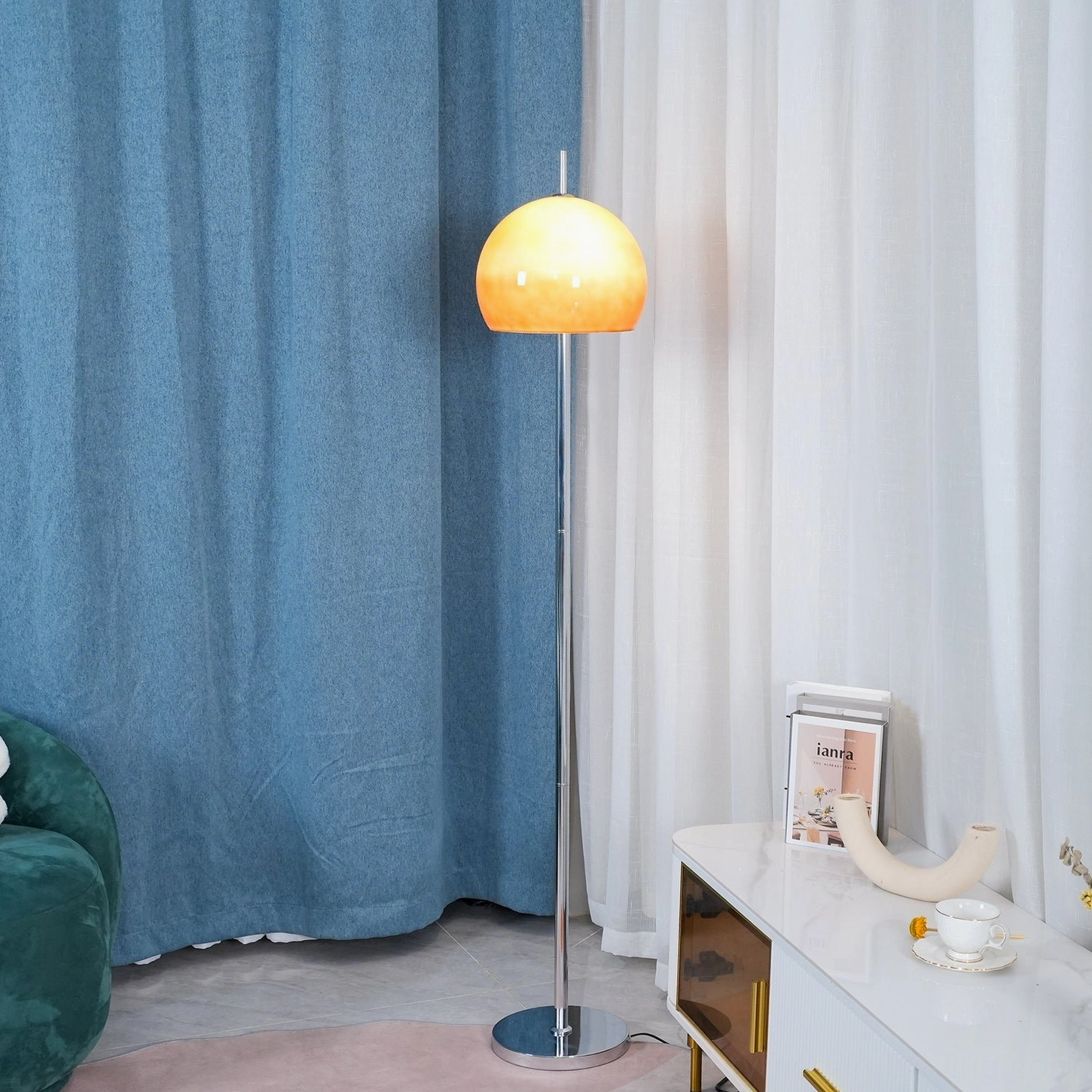 Vintage mushroom lamp casting gentle diffused light in home interior corner