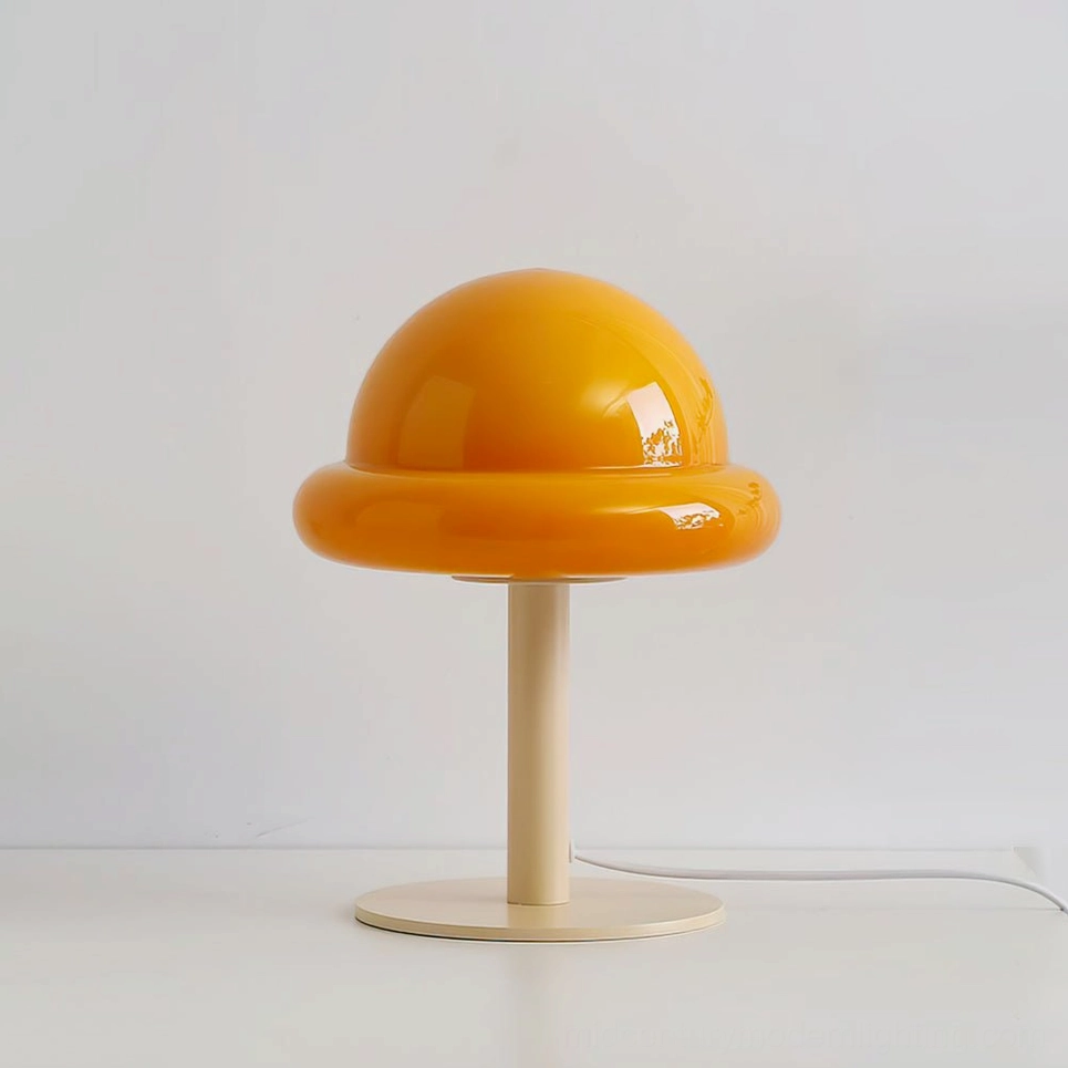 Orange and cream mushroom table lamp dual color base design premium finish