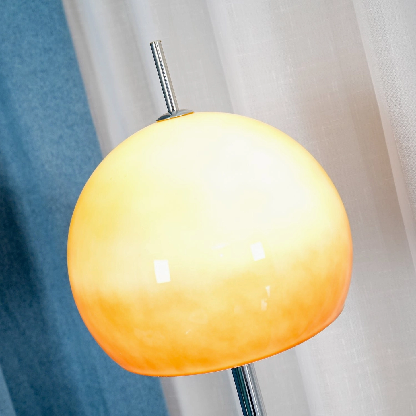 Mushroom floor lamp in residential space showing versatile interior styling application