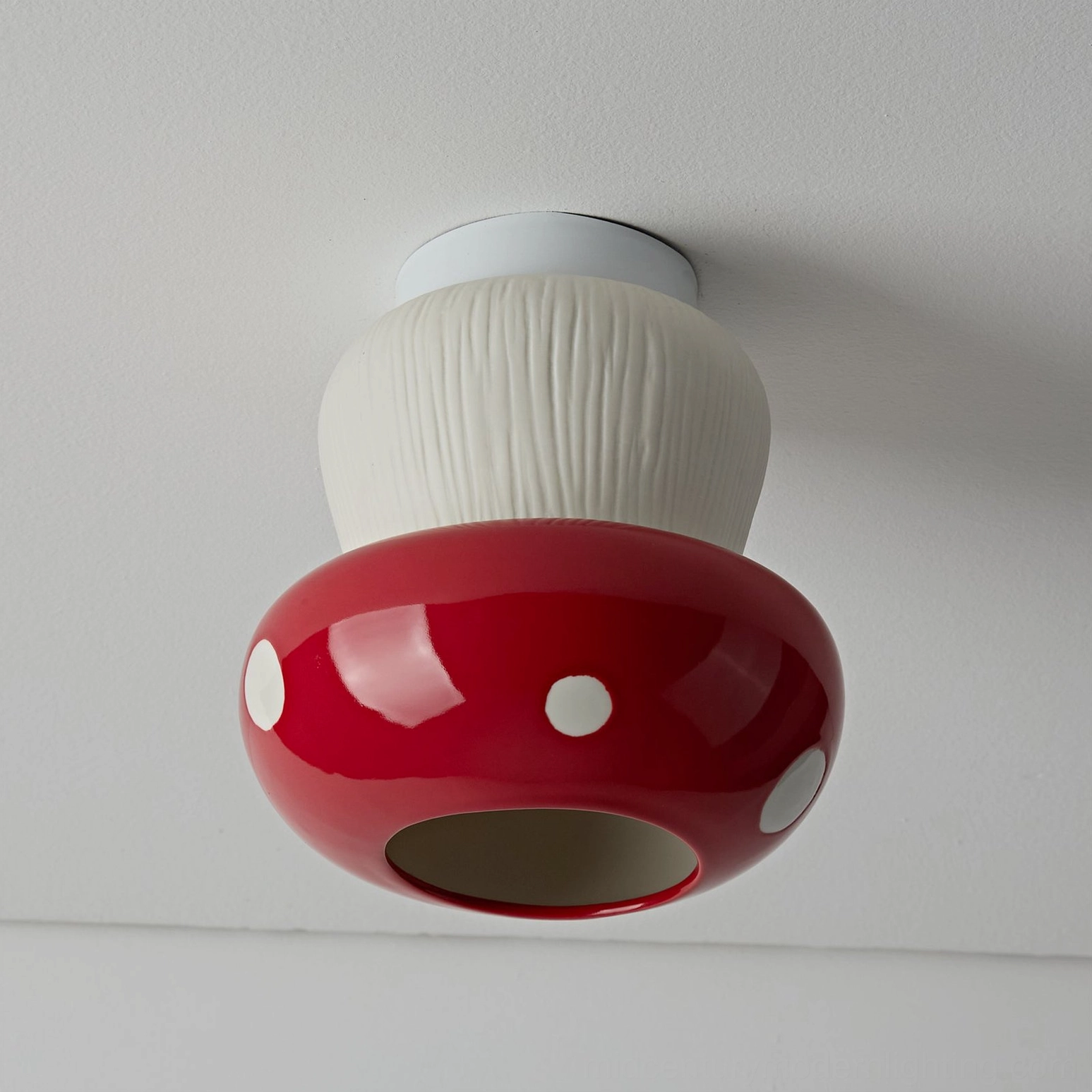 Mushroom ceiling light in children's bedroom creating magical imaginative environment
