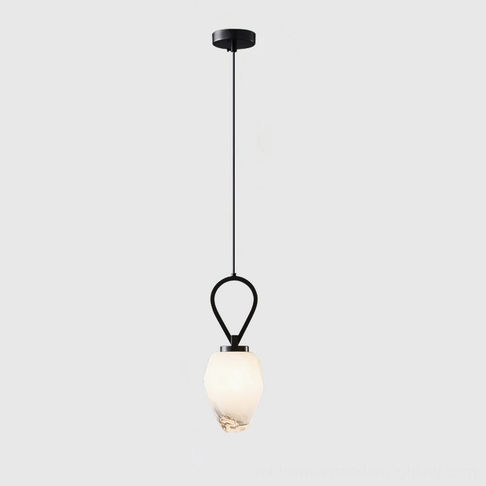 Black matte Myla pendant light front view flat lay, minimal contemporary pendant lamp on white background