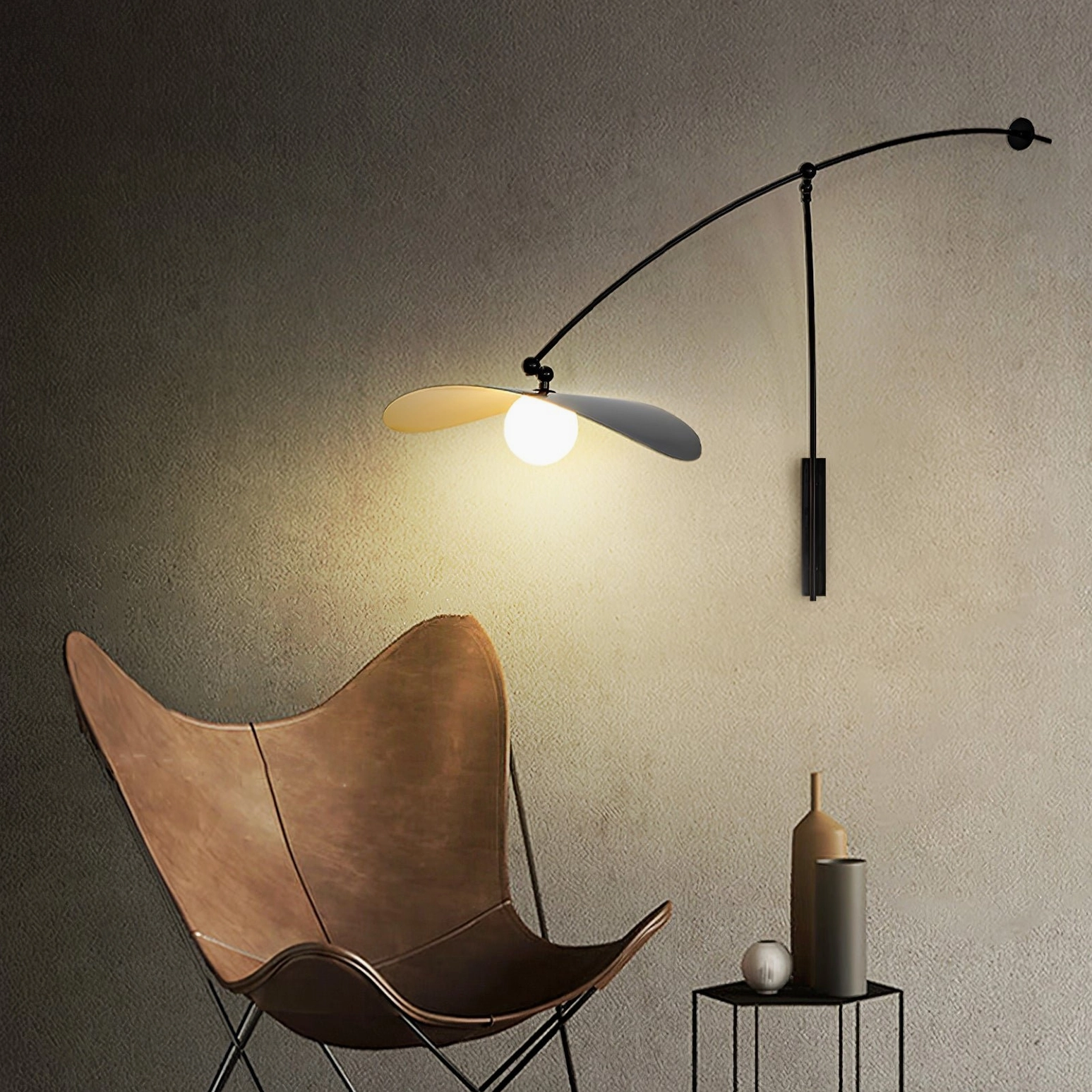Myrna wall lamp architectural detail, modern living space ambient illumination