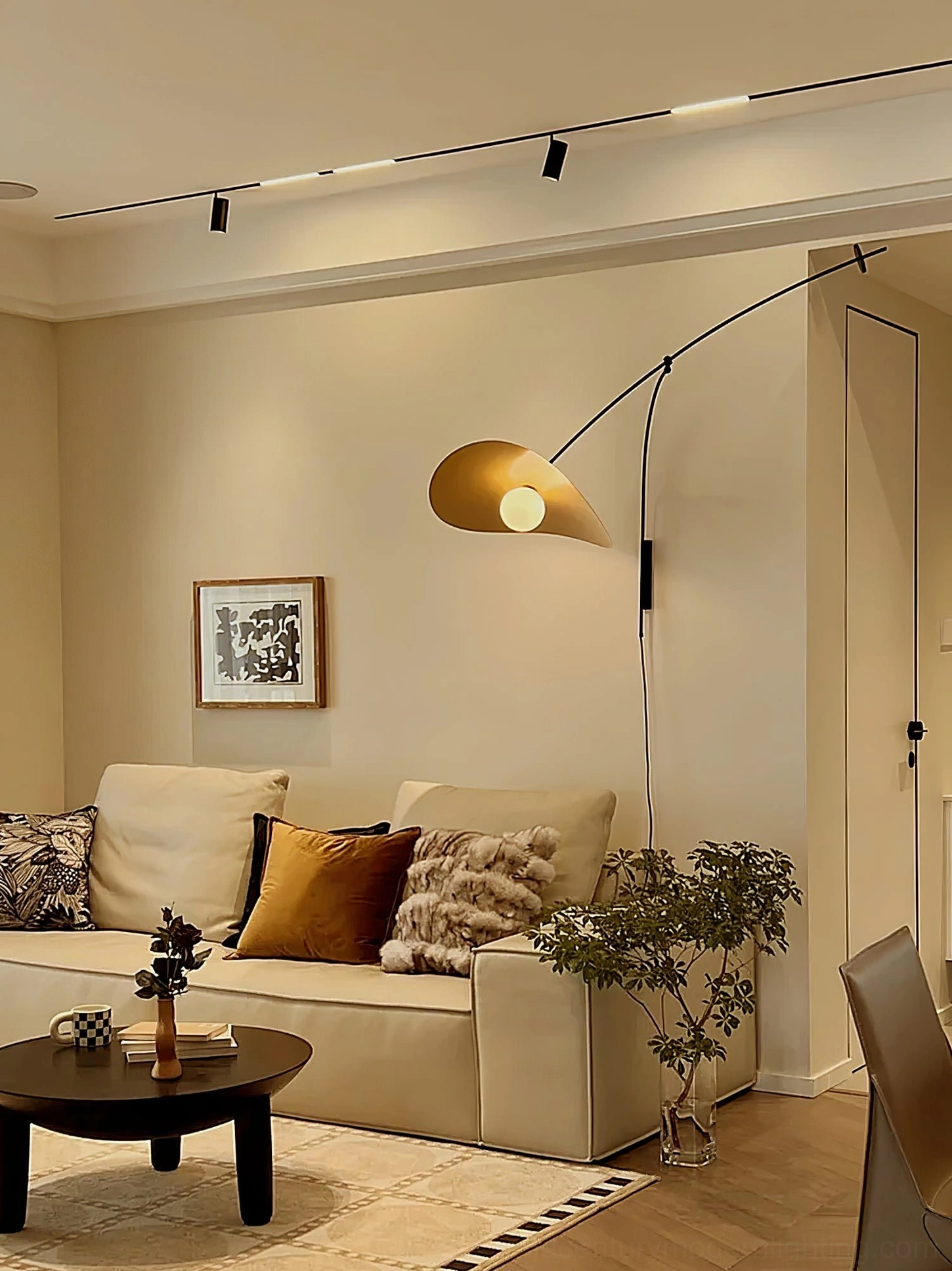 Myrna plug-in wall lamp elegant form, organic curved geometry, minimalist aesthetic