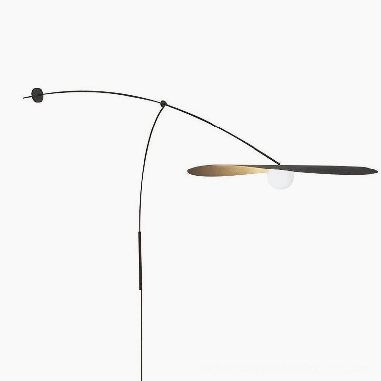 Myrna wall lamp left orientation configuration, statement size black and gold finish