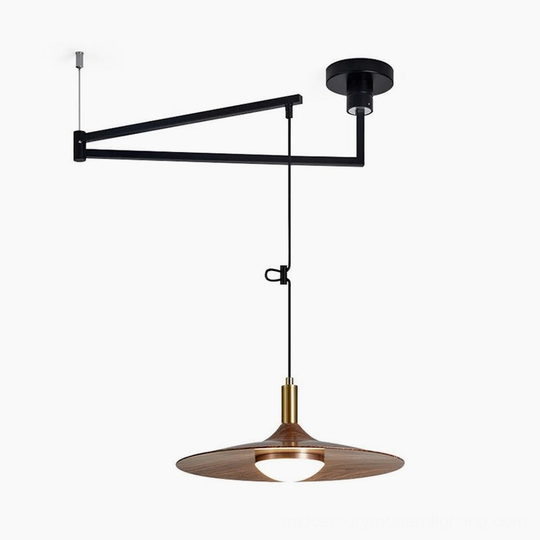 Nano swing arm pendant large size 17.7 inch walnut black triac warm dimming available