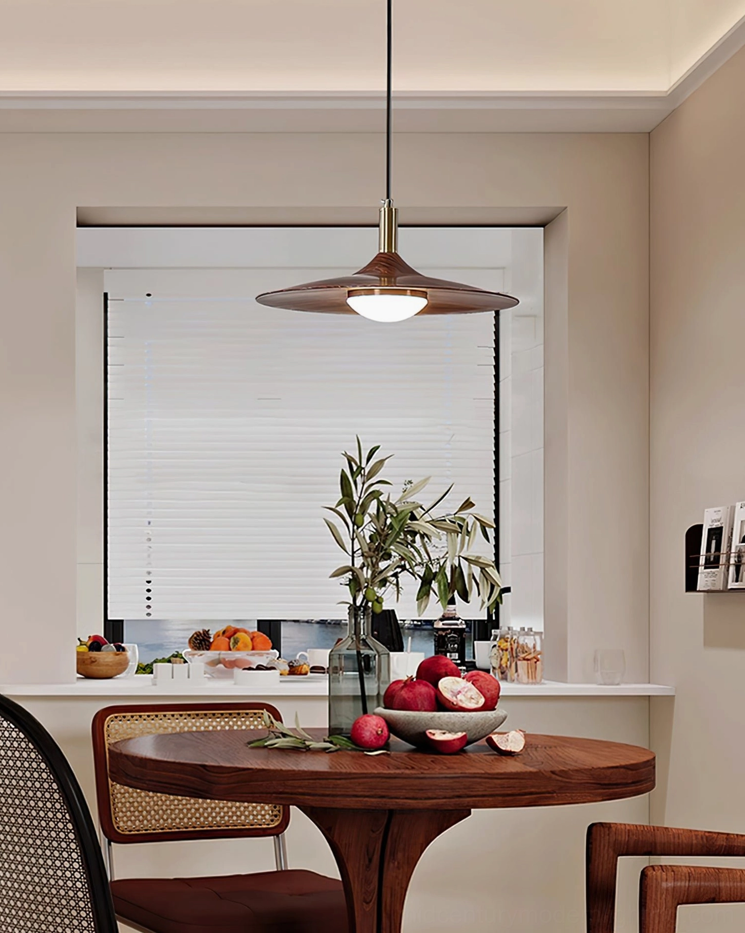 Adjustable swing arm pendant fixture compact apartment dining space small room