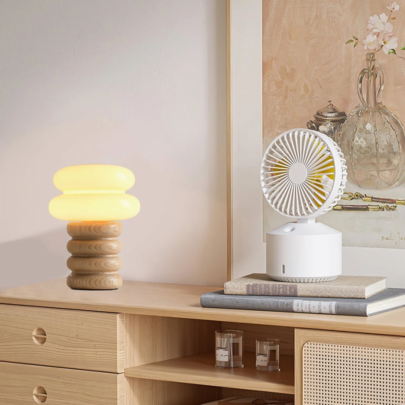 Nordic-inspired Napako mid-century modern table lamp featuring minimalist design and warm wood tone aesthetics