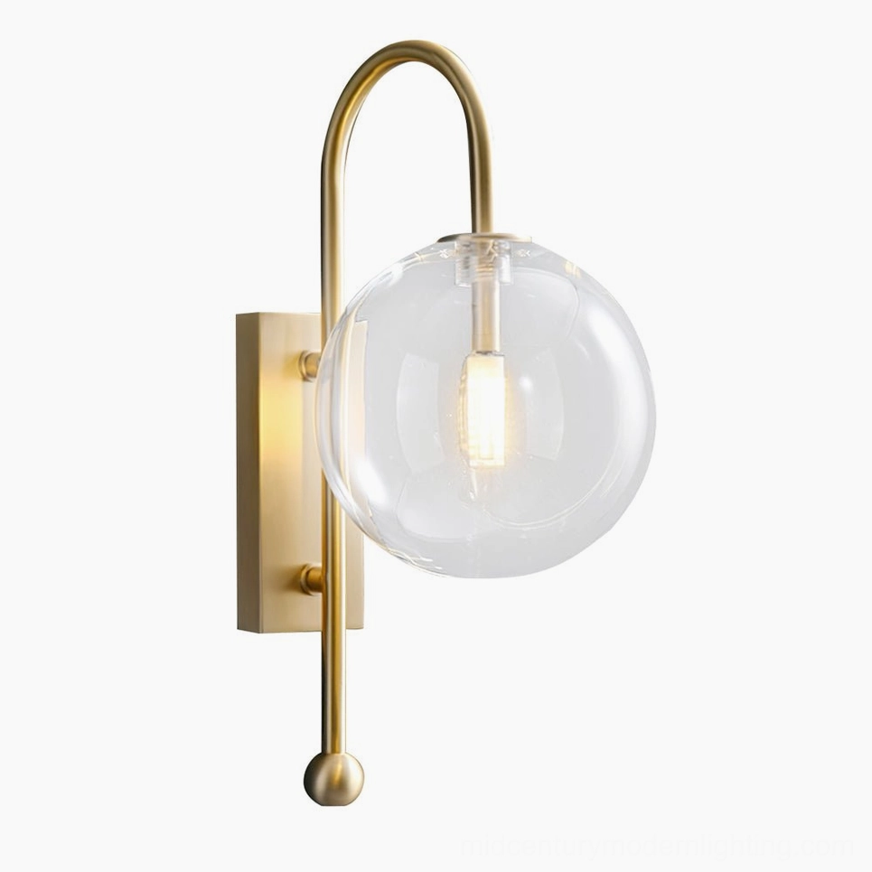 Naples copper wall sconce with clear glass globe diameter 5.9 inches height 13.8 inches product shot