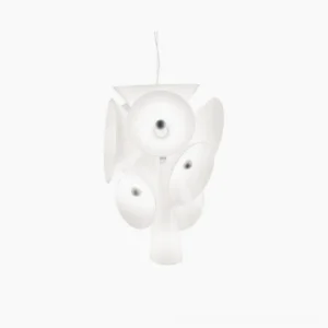 Nebula cluster pendant light in matte white, front studio view showcasing organic sculptural form with ten bulb sockets