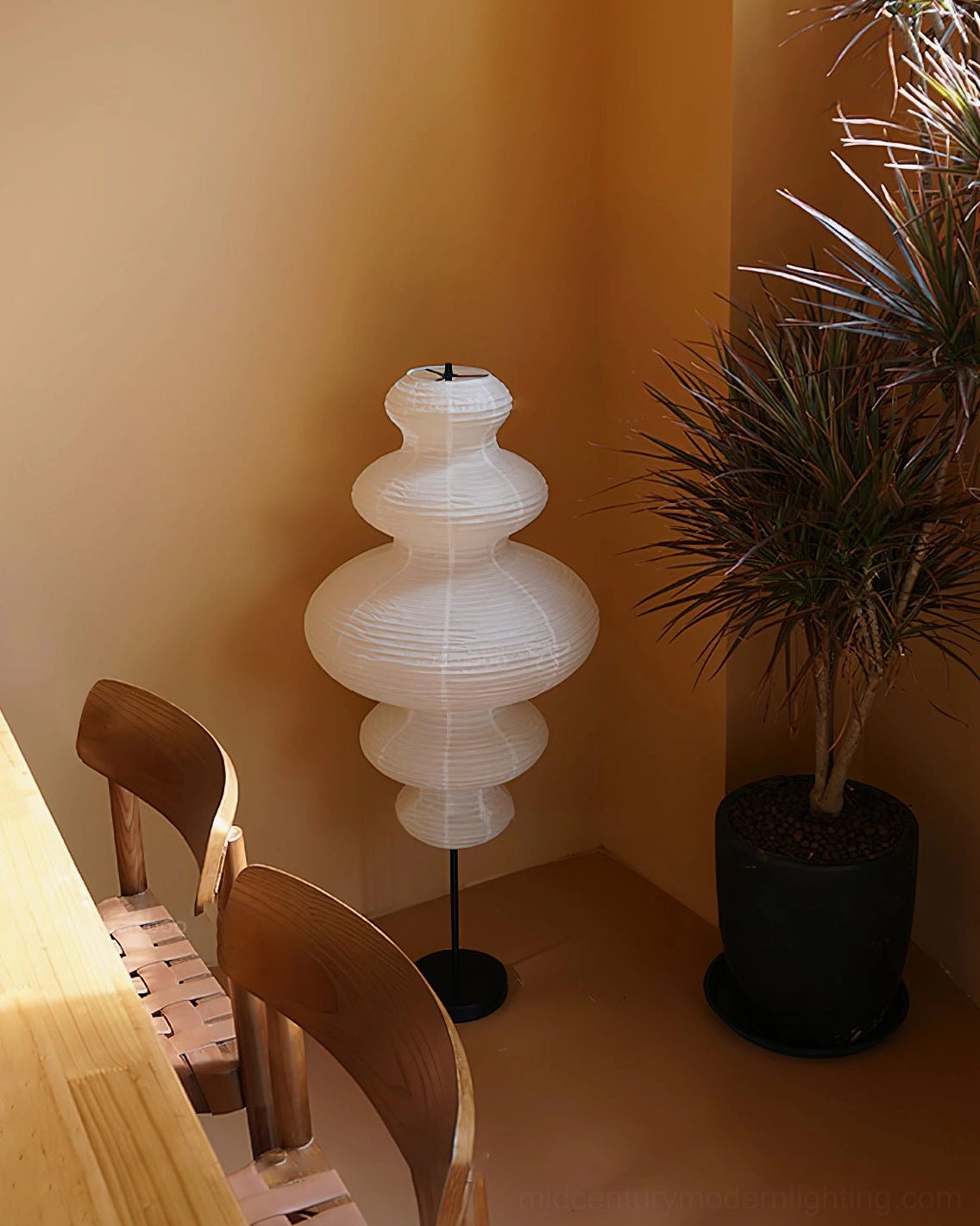 Neiko floor lamp full height perspective showing sculptural form and organic curved silhouette