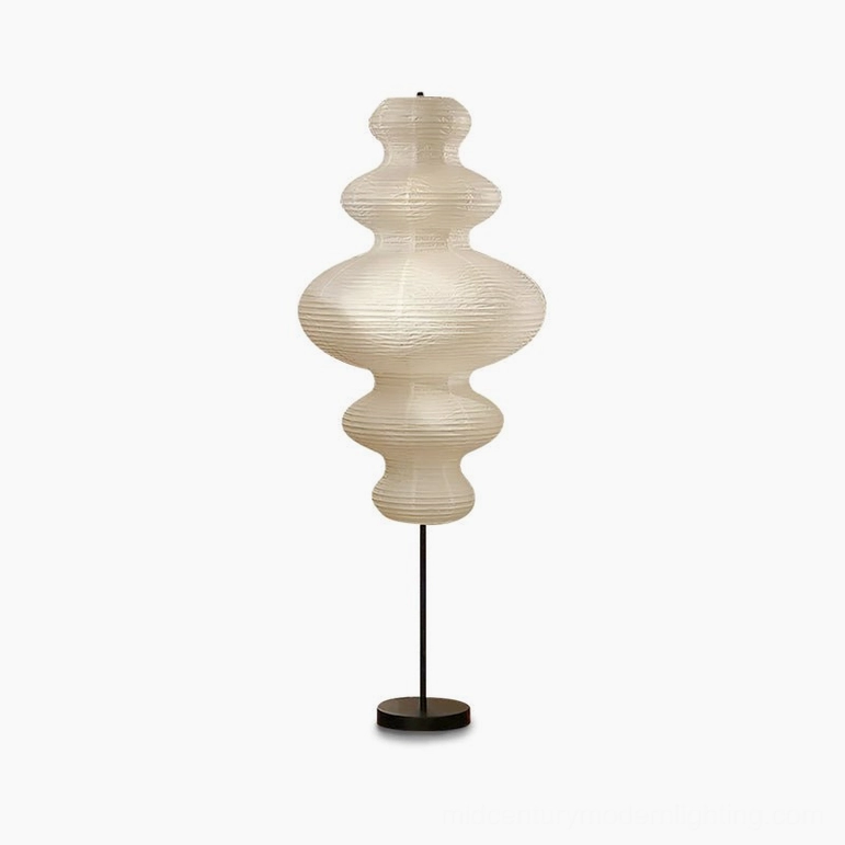 Neiko Japanese washi paper floor lamp complete product view showing design from multiple angles