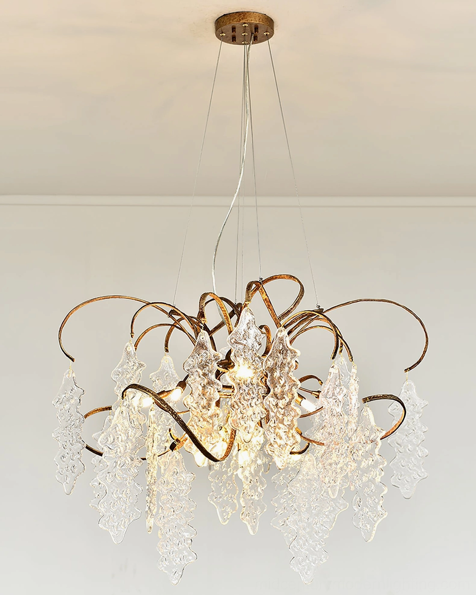 Niagara Chandelier showing sculptural form and light-catching glass design in interior space