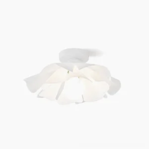 Nightbloom petal ceiling lamp in white acrylic, front overhead view showing layered floral form