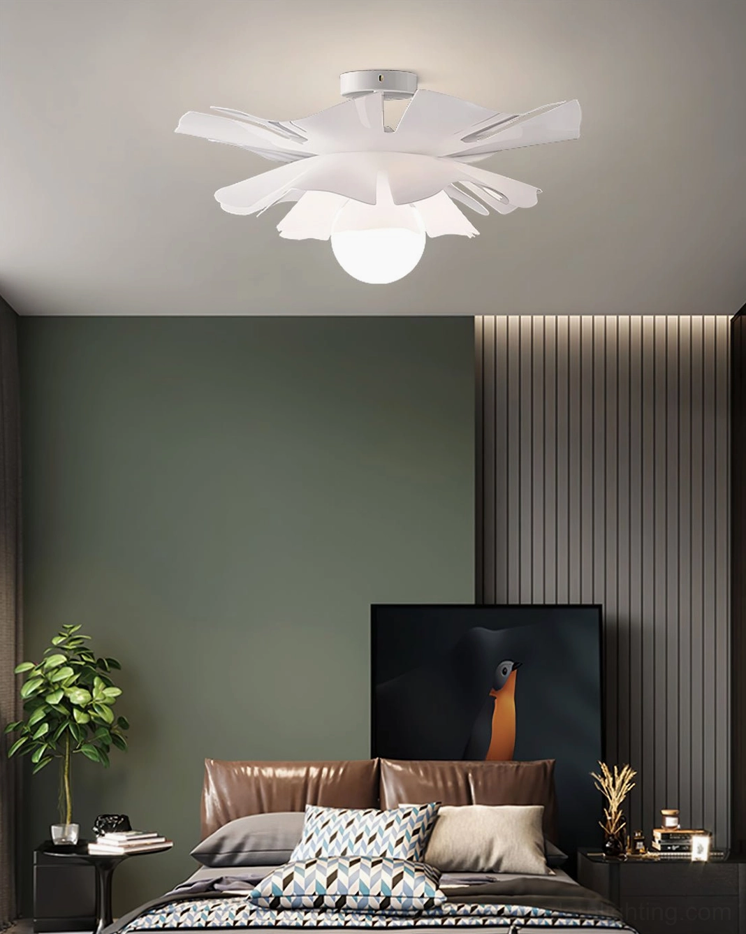 Nightbloom acrylic ceiling lamp showing sculptural floral silhouette and layered organic design