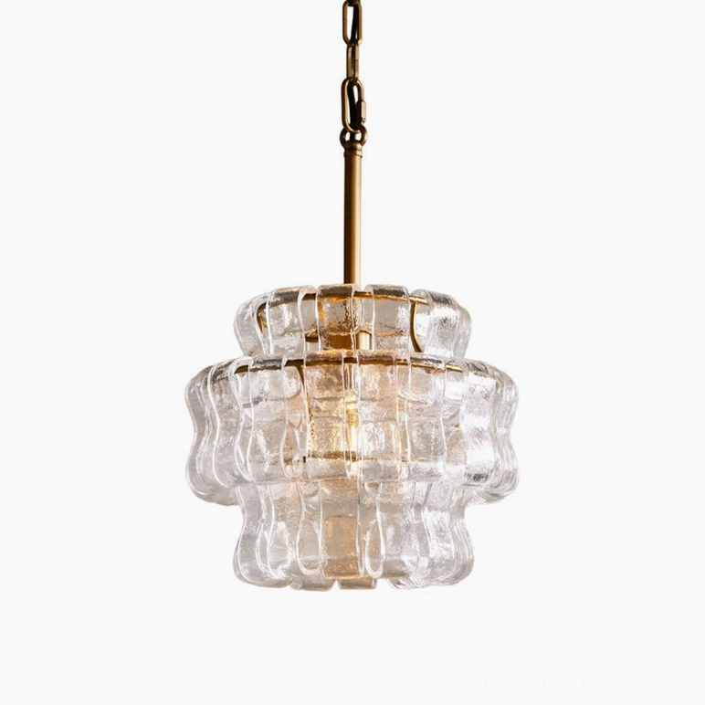Clear and gold color variant Nirsa pendant light with warm metallic accents
