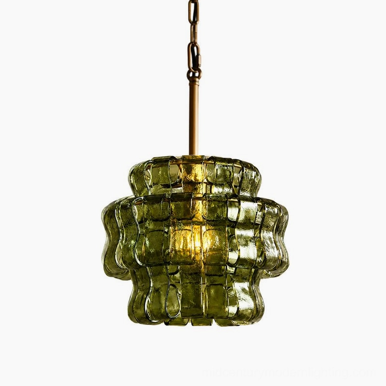 Green and gold Nirsa pendant nature-inspired verdant glass color variant