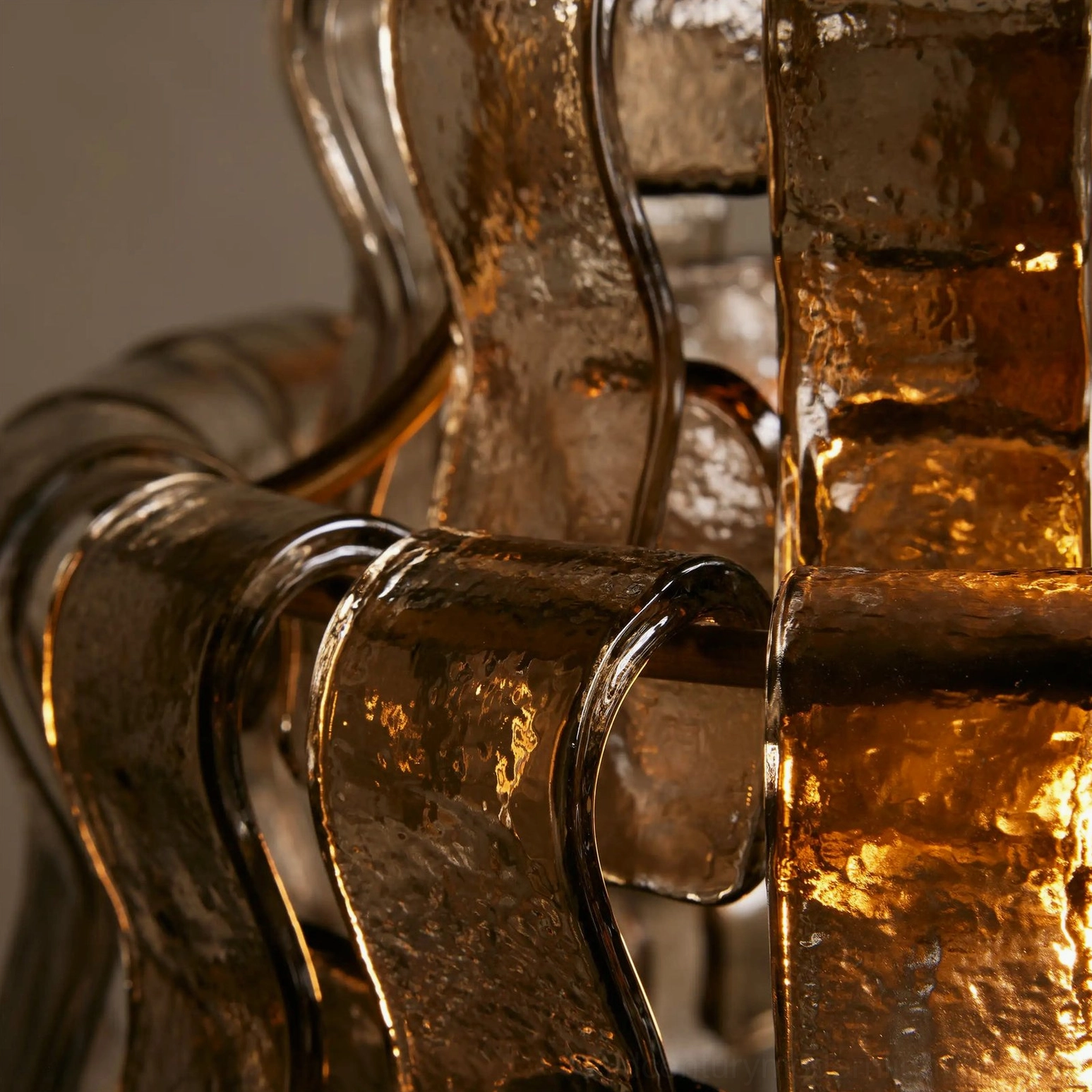 Nirsa pendant light fixture suspended showing full cascading wave silhouette profile