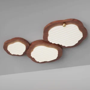 Three-head cloud ceiling lamp eye-level display modern minimalist design walnut finish