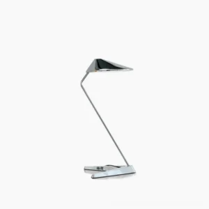 Non table lamp polished chrome angular geometric design studio photography
